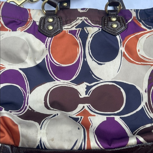 Coach Multicolor Shoulder Bag with Brown Accents Used see the pics - Picture 7 of 11